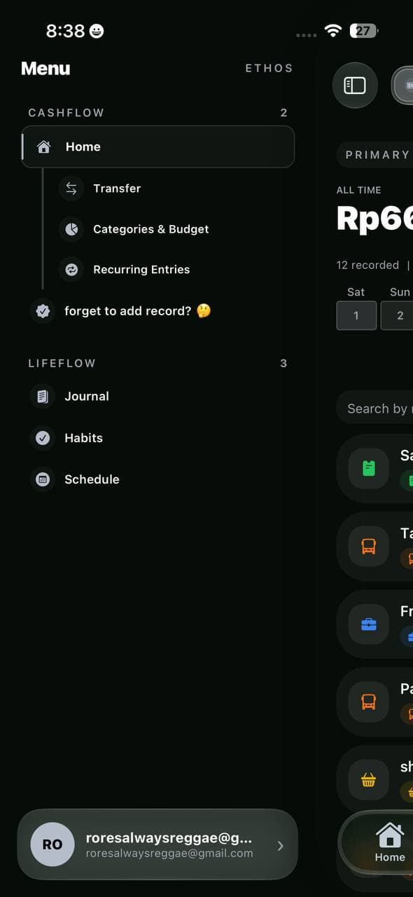 Spaces screen in English